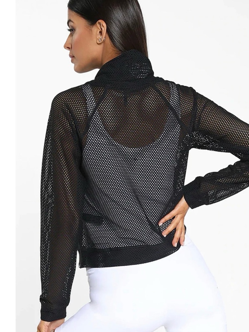 Mono B Black Mesh Hoodie and Shorts Set